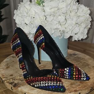 Multicolor Embellished Women's Heels